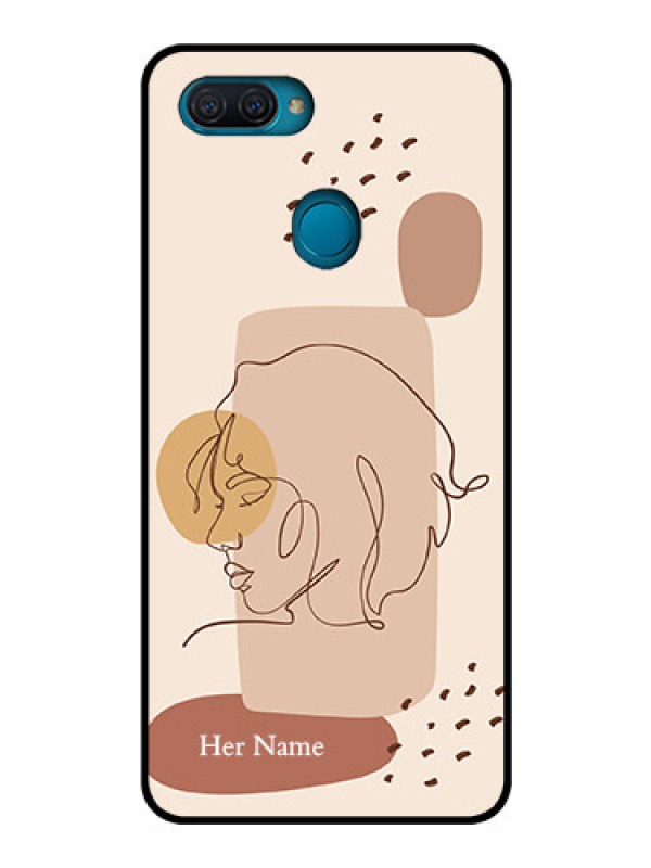 Custom Oppo A12 Photo Printing on Glass Case - Calm Woman line art Design