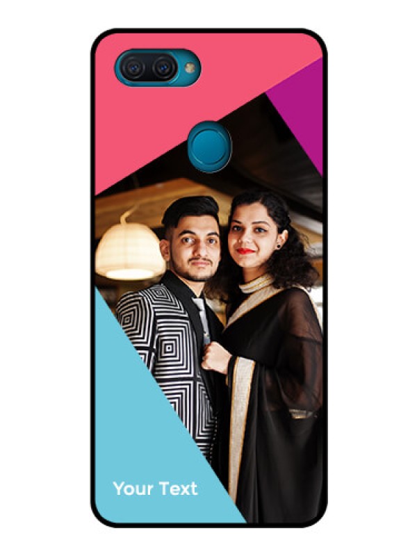 Custom Oppo A12 Custom Glass Mobile Case - Stacked Triple colour Design