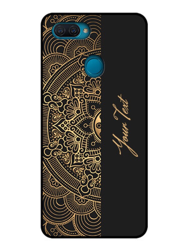 Custom Oppo A12 Photo Printing on Glass Case - Mandala art with custom text Design