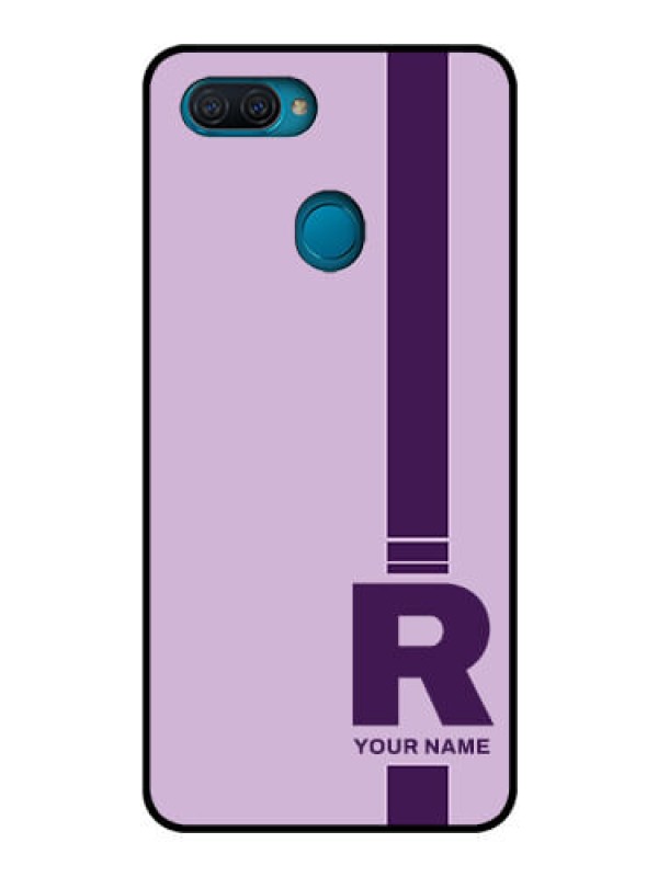 Custom Oppo A12 Photo Printing on Glass Case - Simple dual tone stripe with name Design
