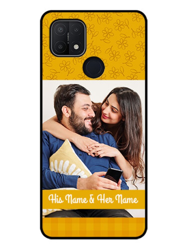 Custom Oppo A15 Custom Glass Mobile Case - Yellow Floral Design