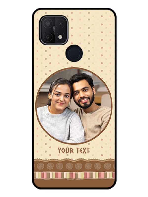 Custom Oppo A15 Custom Glass Mobile Case - Brown Dotted Mobile Case Design
