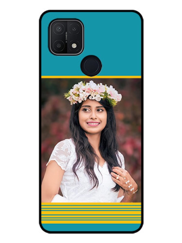 Custom Oppo A15 Custom Glass Phone Case - Yellow & Blue Design