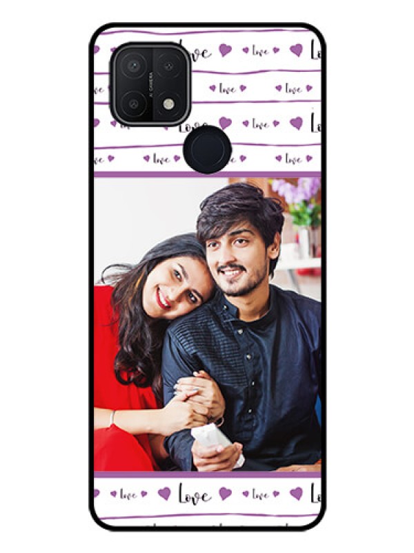 Custom Oppo A15 Custom Glass Mobile Case - Couples Heart Design