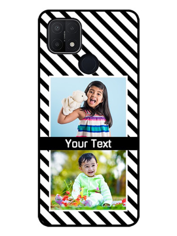 Custom Oppo A15 Photo Printing on Glass Case - Black And White Stripes Design