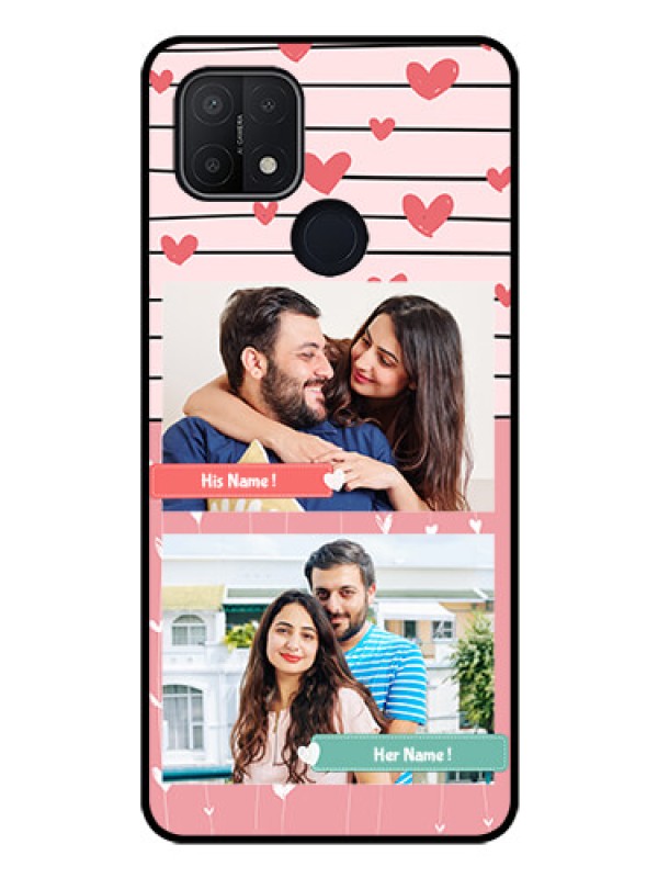 Custom Oppo A15 Custom Glass Mobile Case - Photo with Heart Design