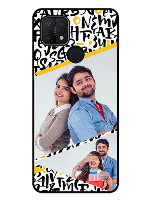 Custom Oppo A15 Custom Glass Mobile Case - Letters Pattern Design