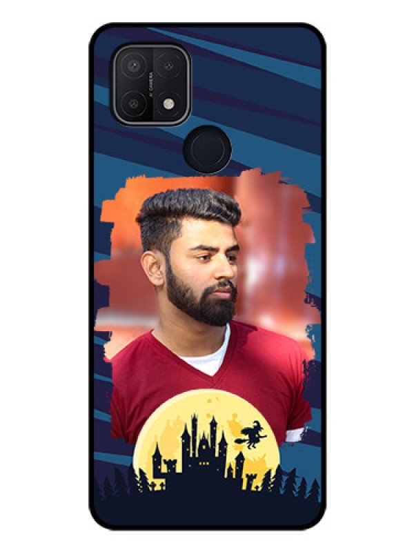 Custom Oppo A15 Photo Printing on Glass Case - Halloween Witch Design