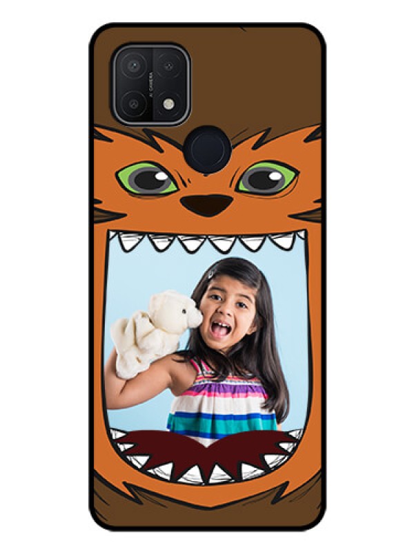 Custom Oppo A15 Photo Printing on Glass Case - Owl Monster Back Case Design