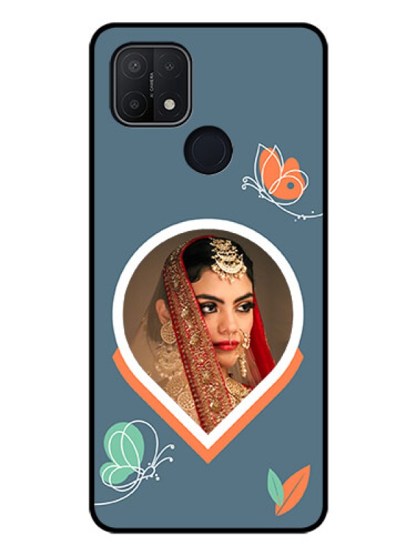 Custom Oppo A15 Custom Glass Mobile Case - Droplet Butterflies Design