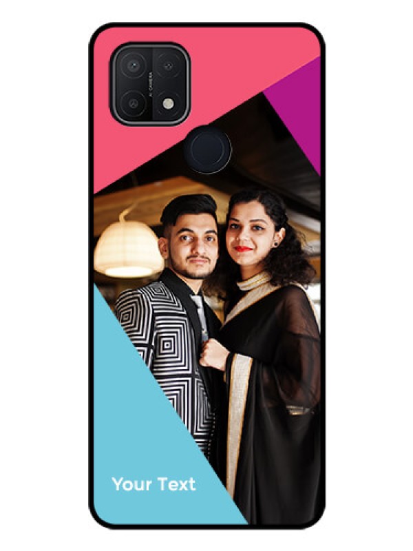 Custom Oppo A15 Custom Glass Mobile Case - Stacked Triple colour Design