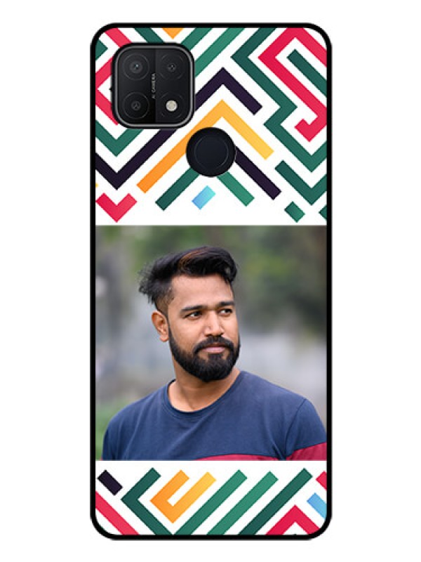 Custom Oppo A15 Personalized Glass Phone Case - Colorful Maze Pattern Design