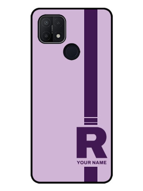 Custom Oppo A15 Photo Printing on Glass Case - Simple dual tone stripe with name Design