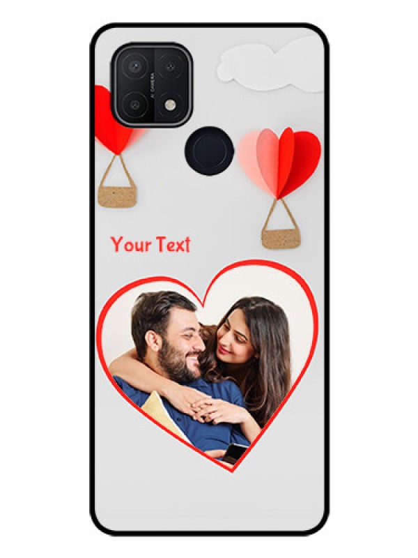 Custom Oppo A15s Custom Glass Mobile Case - Parachute Love Design