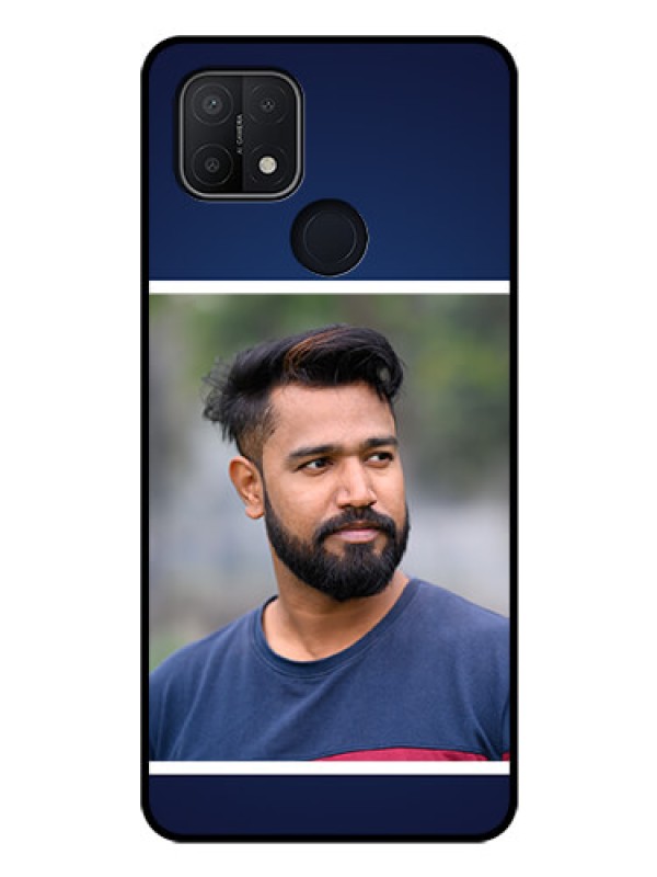 Custom Oppo A15s Personalized Glass Phone Case - Simple Royal Blue Design