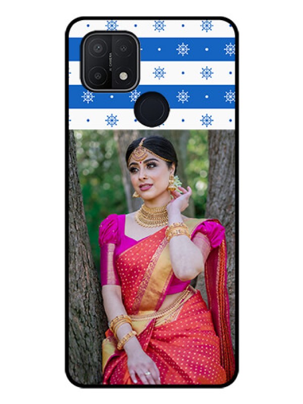 Custom Oppo A15s Photo Printing on Glass Case - Snow Pattern Design