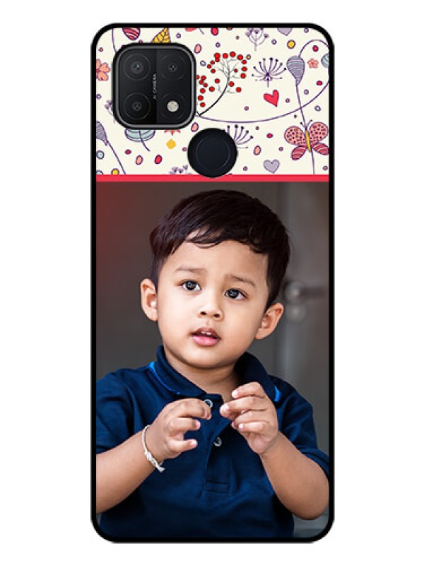 Custom Oppo A15s Custom Glass Mobile Case - Premium Floral Design
