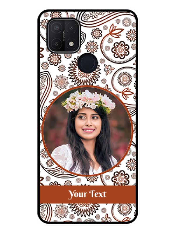Custom Oppo A15s Custom Glass Mobile Case - Abstract Flower Design