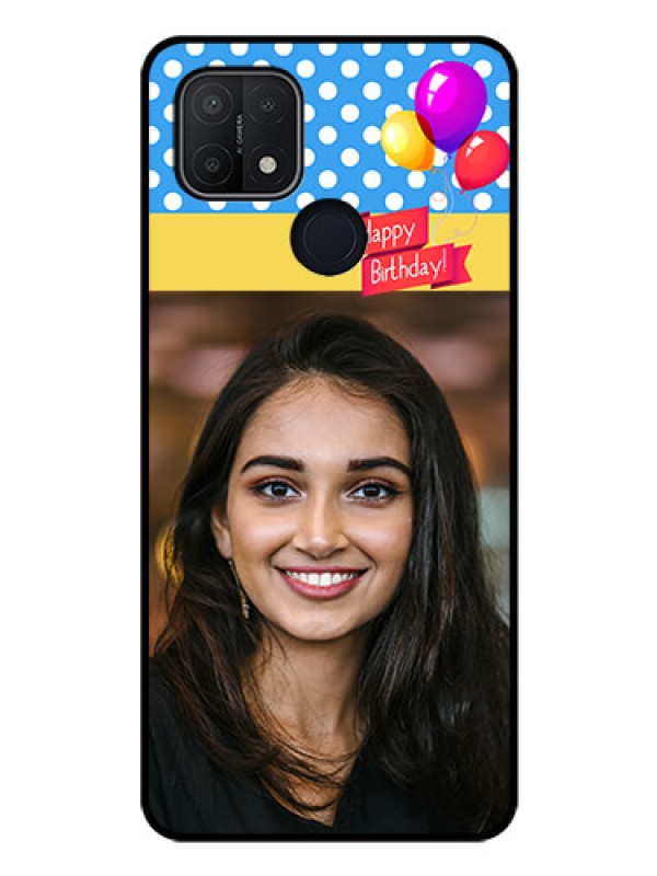 Custom Oppo A15s Custom Glass Mobile Case - Happy Birthday Design