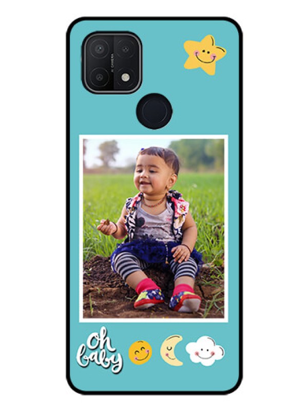 Custom Oppo A15s Personalized Glass Phone Case - Smiley Kids Stars Design