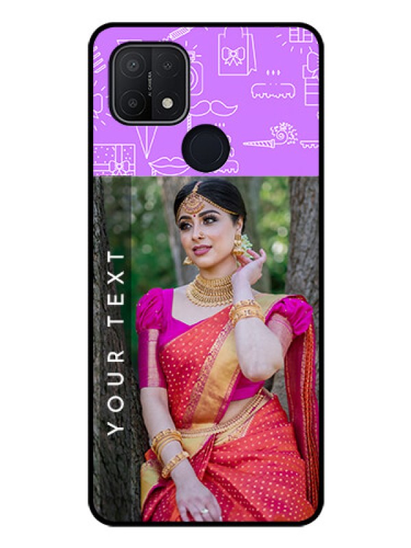 Custom Oppo A15s Custom Glass Mobile Case - Birthday Icons Design