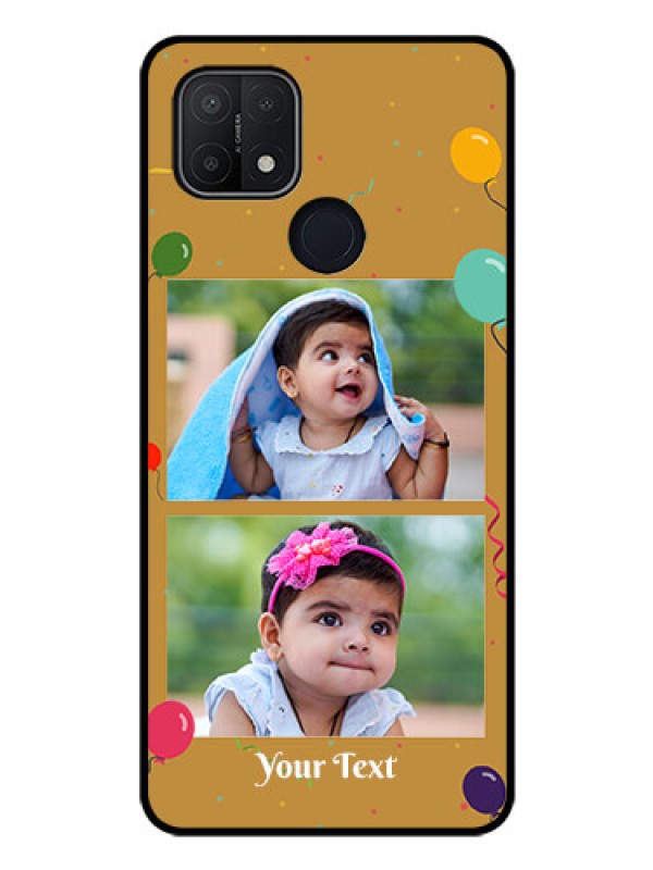 Custom Oppo A15s Personalized Glass Phone Case - Image Holder with Birthday Celebrations Design