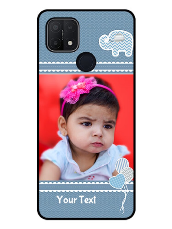Custom Oppo A15s Photo Printing on Glass Case - with Kids Pattern Design
