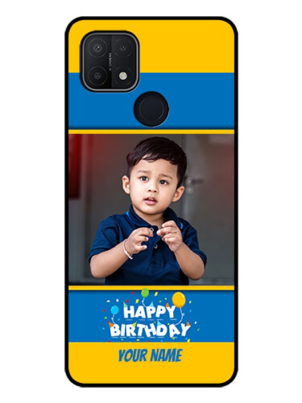 Custom Oppo A15s Custom Glass Mobile Case - Birthday Wishes Design