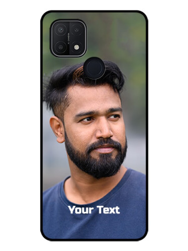 Custom Oppo A15s Glass Mobile Cover: Photo with Text