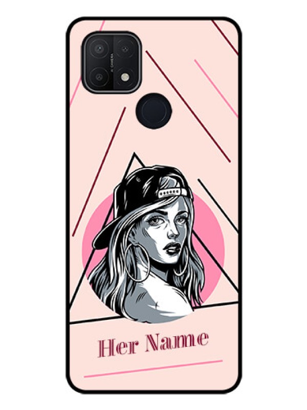 Custom Oppo A15s Personalized Glass Phone Case - Rockstar Girl Design