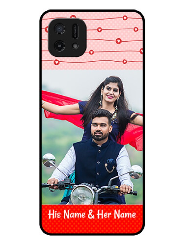 Custom Oppo A16e Personalized Glass Phone Case - Red Pattern Case Design