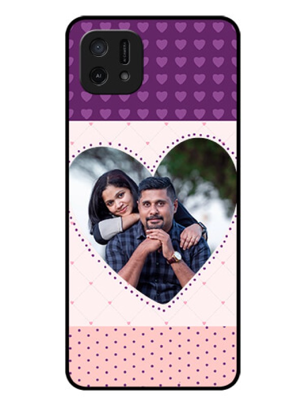 Custom Oppo A16e Custom Glass Phone Case - Violet Love Dots Design