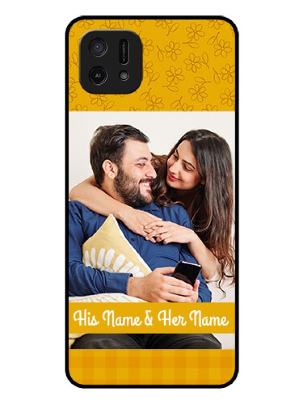 Custom Oppo A16e Custom Glass Mobile Case - Yellow Floral Design