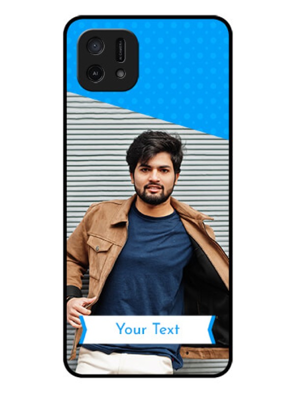 Custom Oppo A16e Photo Printing on Glass Case - Simple Blue Color Design
