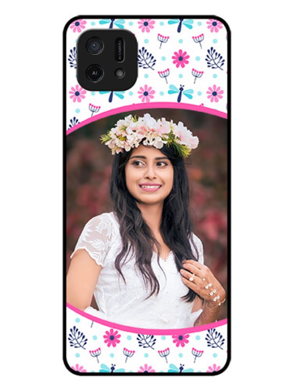 Custom Oppo A16e Photo Printing on Glass Case - Colorful Flower Design