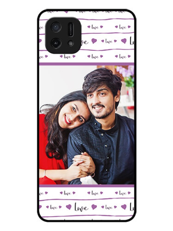 Custom Oppo A16e Custom Glass Mobile Case - Couples Heart Design