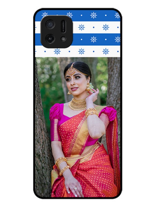 Custom Oppo A16e Photo Printing on Glass Case - Snow Pattern Design