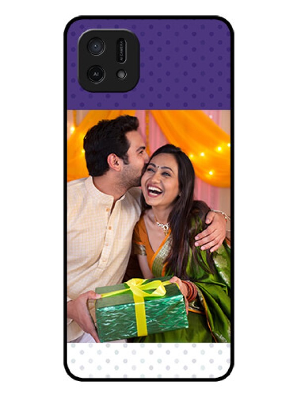 Custom Oppo A16e Personalized Glass Phone Case - Violet Pattern Design