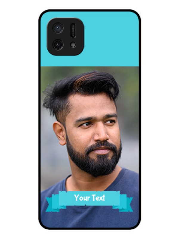 Custom Oppo A16e Personalized Glass Phone Case - Simple Blue Color Design
