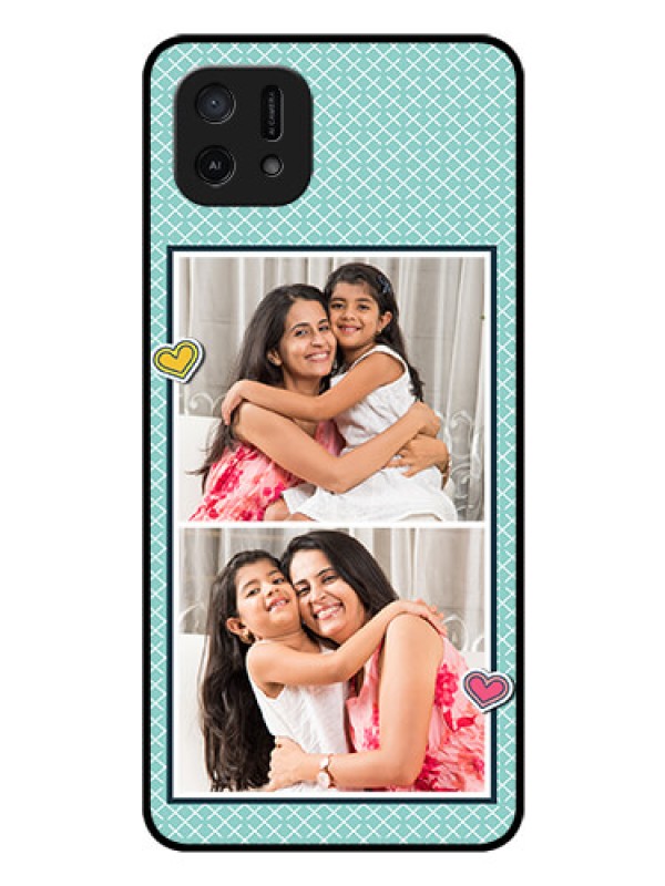 Custom Oppo A16e Custom Glass Phone Case - 2 Image Holder with Pattern Design