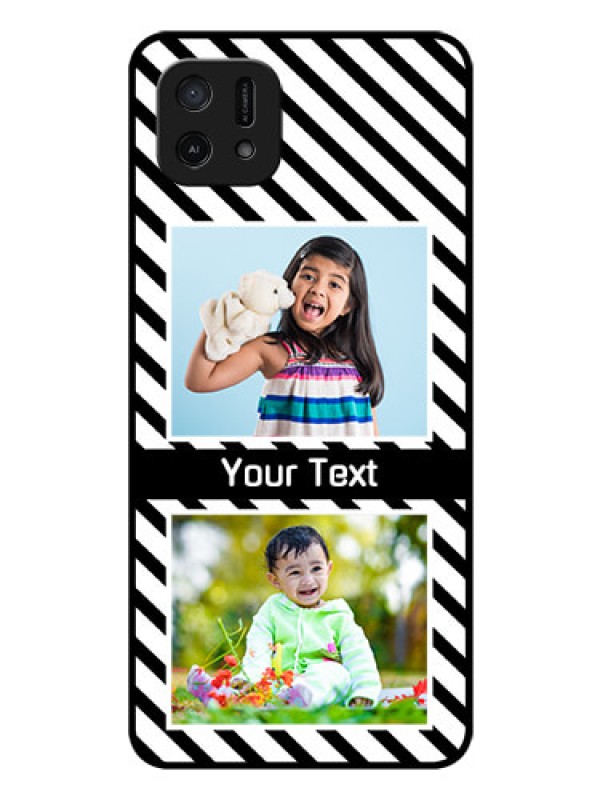 Custom Oppo A16e Photo Printing on Glass Case - Black And White Stripes Design