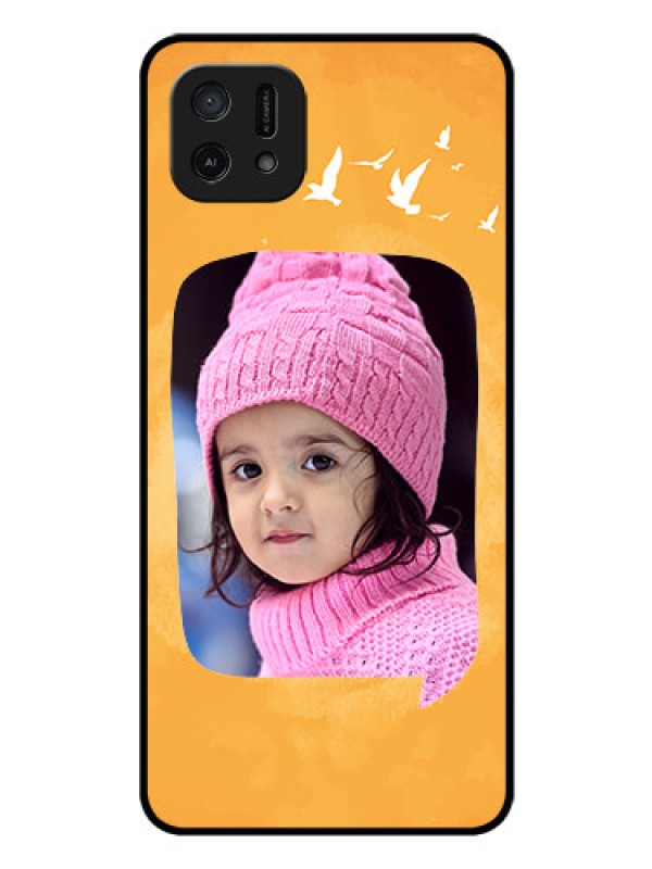 Custom Oppo A16e Personalized Glass Phone Case - Water Color Design with Bird Icons