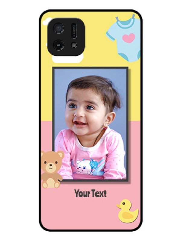 Custom Oppo A16e Photo Printing on Glass Case - Kids 2 Color Design