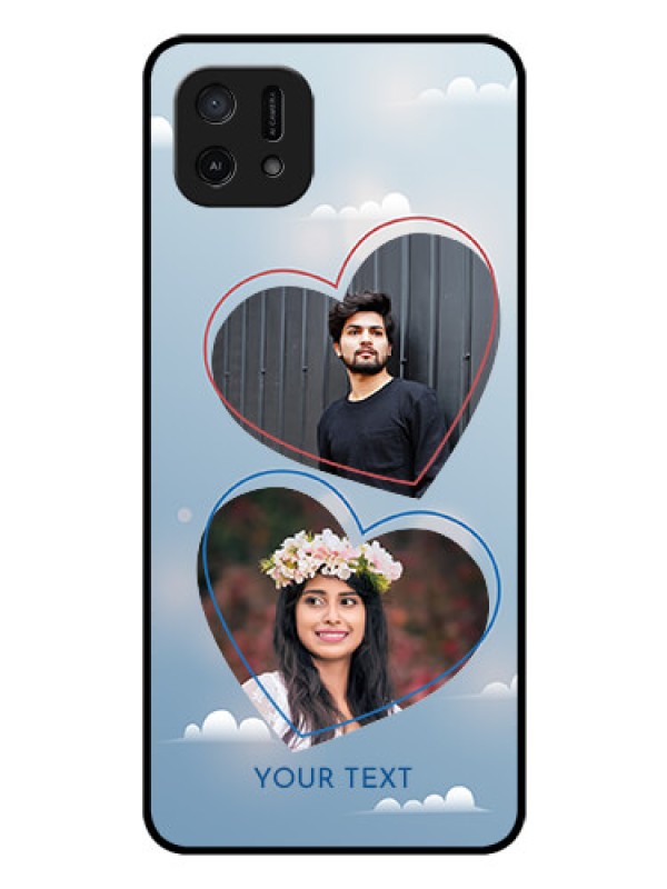 Custom Oppo A16e Custom Glass Mobile Case - Blue Color Couple Design