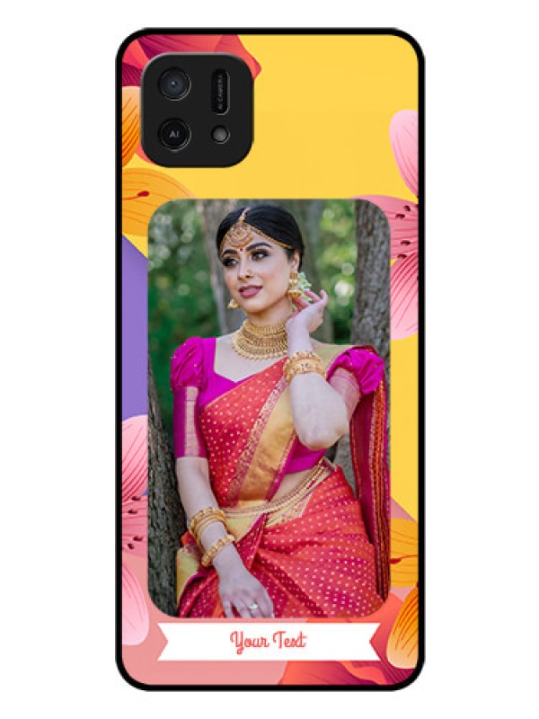 Custom Oppo A16e Custom Glass Mobile Case - 3 Image With Vintage Floral Design