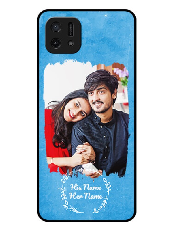 Custom Oppo A16E Custom Glass Phone Case - Blue Color Vintage Design