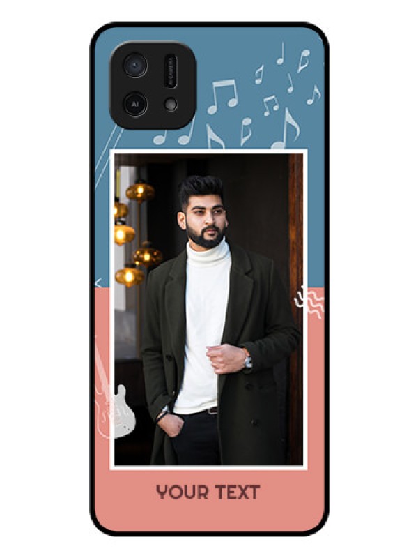 Custom Oppo A16e Photo Printing on Glass Case - with Color Musical Note Design