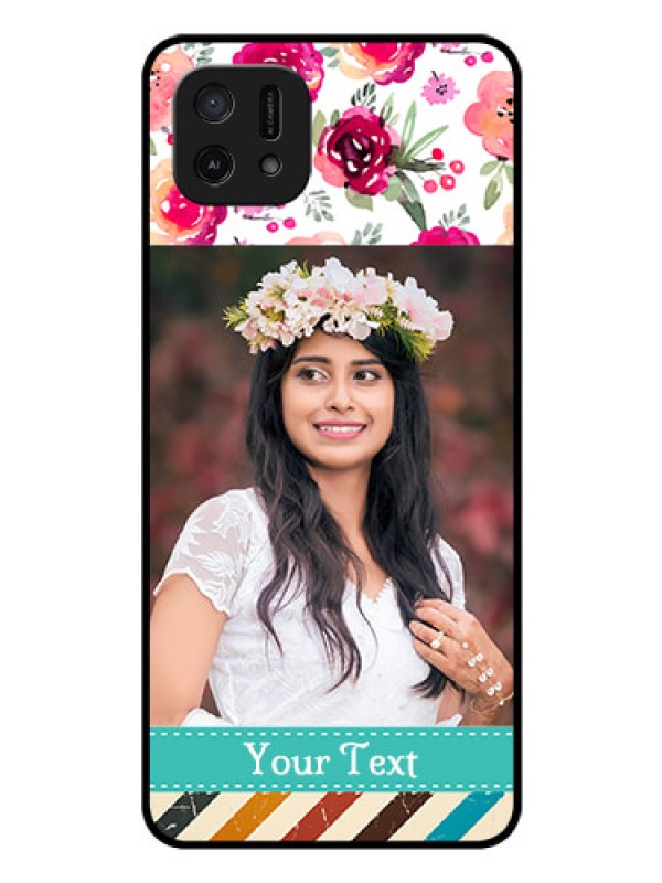 Custom Oppo A16e Custom Glass Phone Case - Watercolor Floral Design