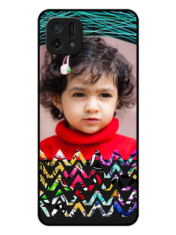 Custom Oppo A16e Personalized Glass Phone Case - Neon Abstract Design