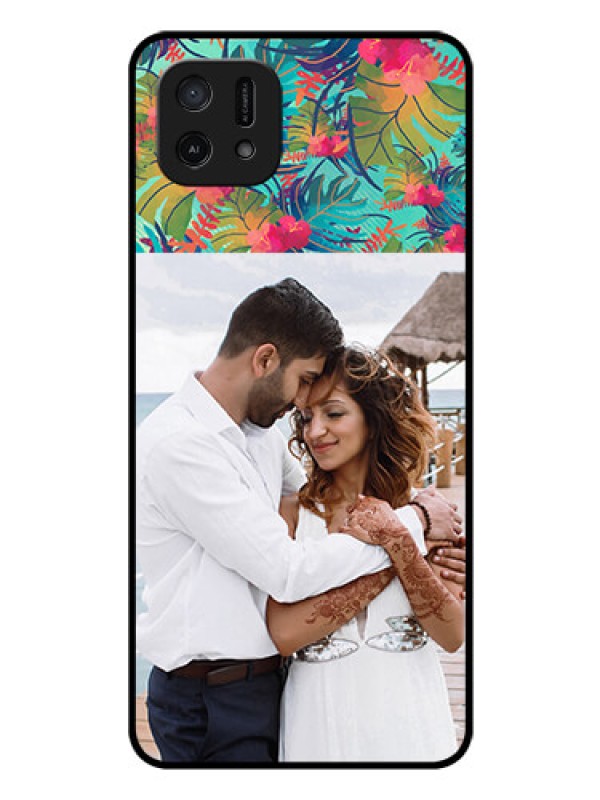 Custom Oppo A16e Photo Printing on Glass Case - Watercolor Floral Design